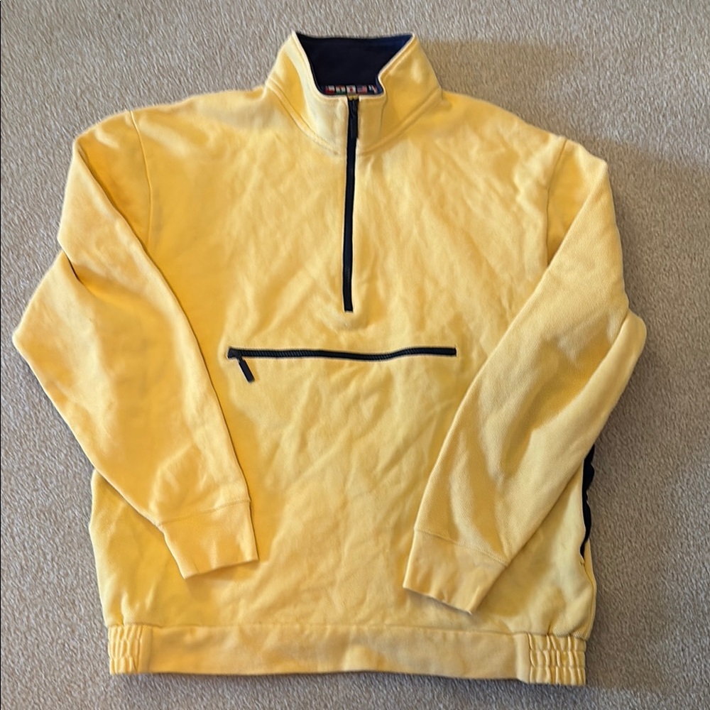 Mens ORVIS Yellow Half-Zip Pullover Large